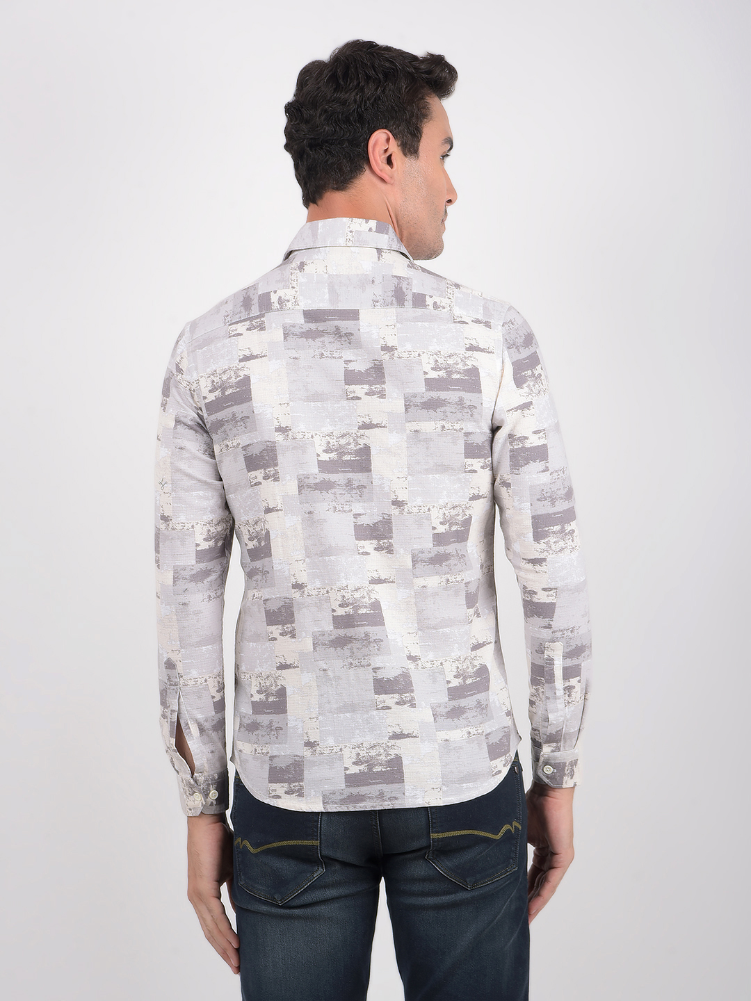 Numero Uno Men Abstract Grey Shirt